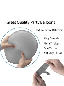 100 piezas/paquete gris Set globo diferentes tamaños globos para de fiesta de cumpleaños , boda fiesta , reunión fiesta atmósfera Decoración - Gris - Ver 4