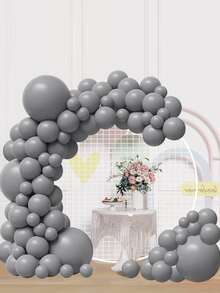 100 piezas/paquete gris Set globo diferentes tamaños globos para de fiesta de cumpleaños , boda fiesta , reunión fiesta atmósfera Decoración - Gris - Ver 1