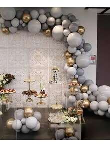 100 piezas/paquete gris Set globo diferentes tamaños globos para de fiesta de cumpleaños , boda fiesta , reunión fiesta atmósfera Decoración - Gris - Ver 5