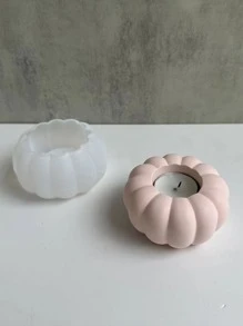 1pc Diy Resin Dripping Pumpkin Candle Holder Silicone Mold - White - View 3