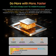 Blackview Mini Gaming PC, MP200 Intel I5-11400H(4.50GHz) Mini PC Windows 11 Pro, 16GB DDR4 512GB SSD, 6 Cores 12 Threads, Mini Desktop Computer 4K-Triple-Screen, Gigabit Ethernet, WiFi6 BT5.2 USB3.0*4 For Blue - Black - View 4