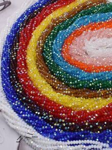 Hạt cườm thủy tinh tròn phủ lớp AB, trong suốt, màu sắc ngẫu nhiên, đường kính 4mm, 10 sợi. - Nhiều màu - Xem 1