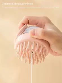 1pc Color Random Household Transparent Bath Brush Head Massage & Cleaning Tool, Bathroom Press-type Liquor Dispensing Hair Wash Brush - Multicolor - View 6