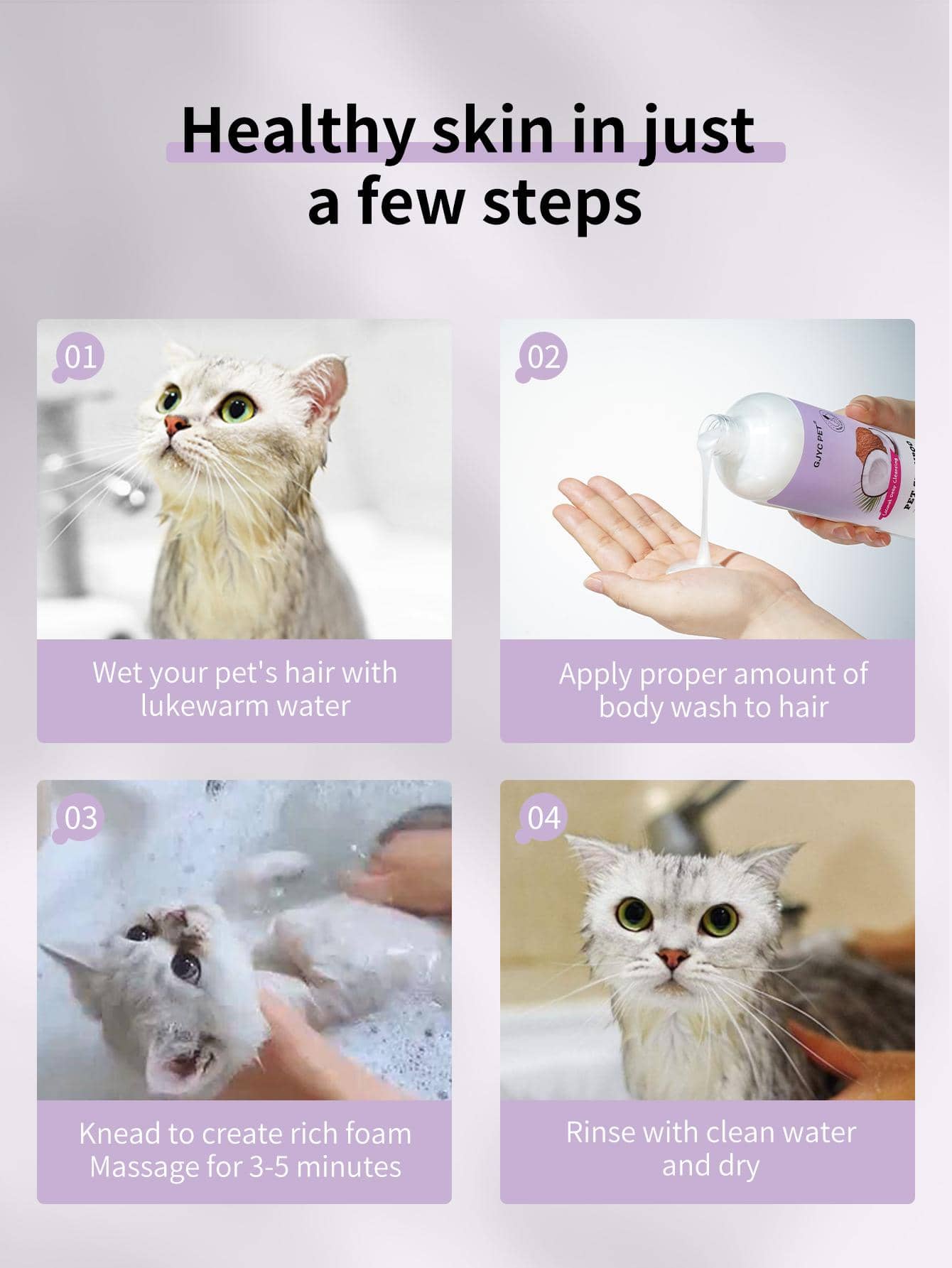 GJYC PET Coconut Deep Cleaning Dog Shampoo 16.9 Oz Natural Pet