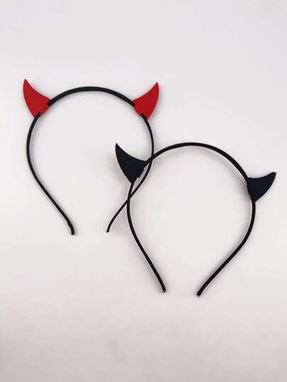 2pcs/Pack 3D Devil Funny Headband Hair Hoop,Devil Accessories,Hairband,Hair Hoop Headbands ,Halloween Costumes Holiday Essential Head Accessories