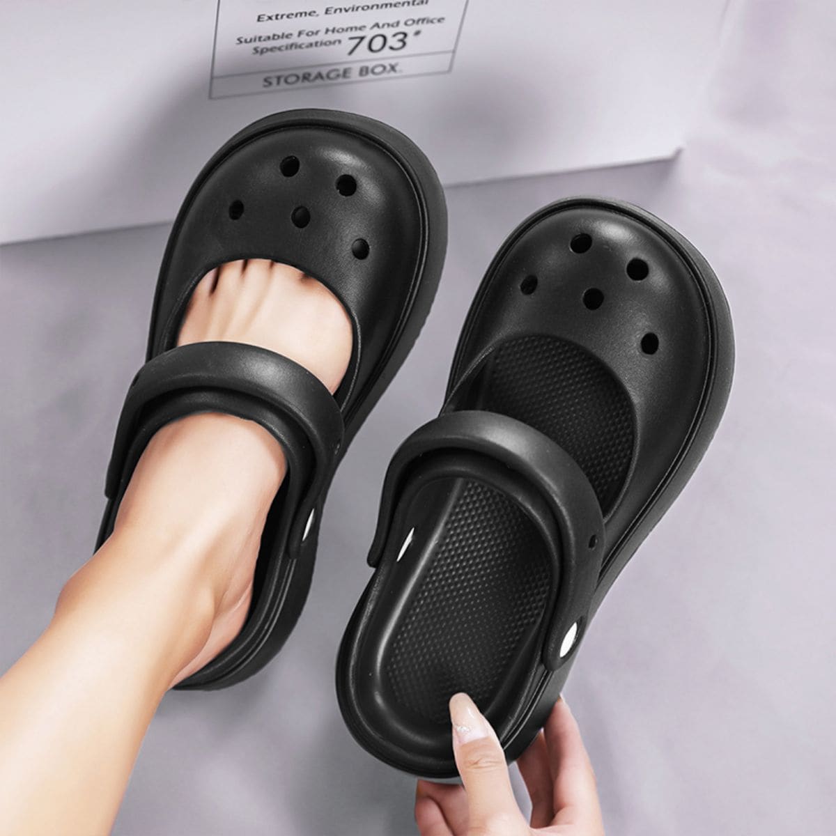 Platform Fashion Beach Clogs - Black - View 1