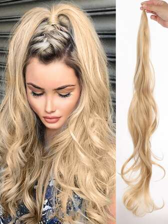 合成馬尾辮延長件靈活包裹式馬尾辮假髮 Flextail 26 英寸長馬假編織馬尾辮女式