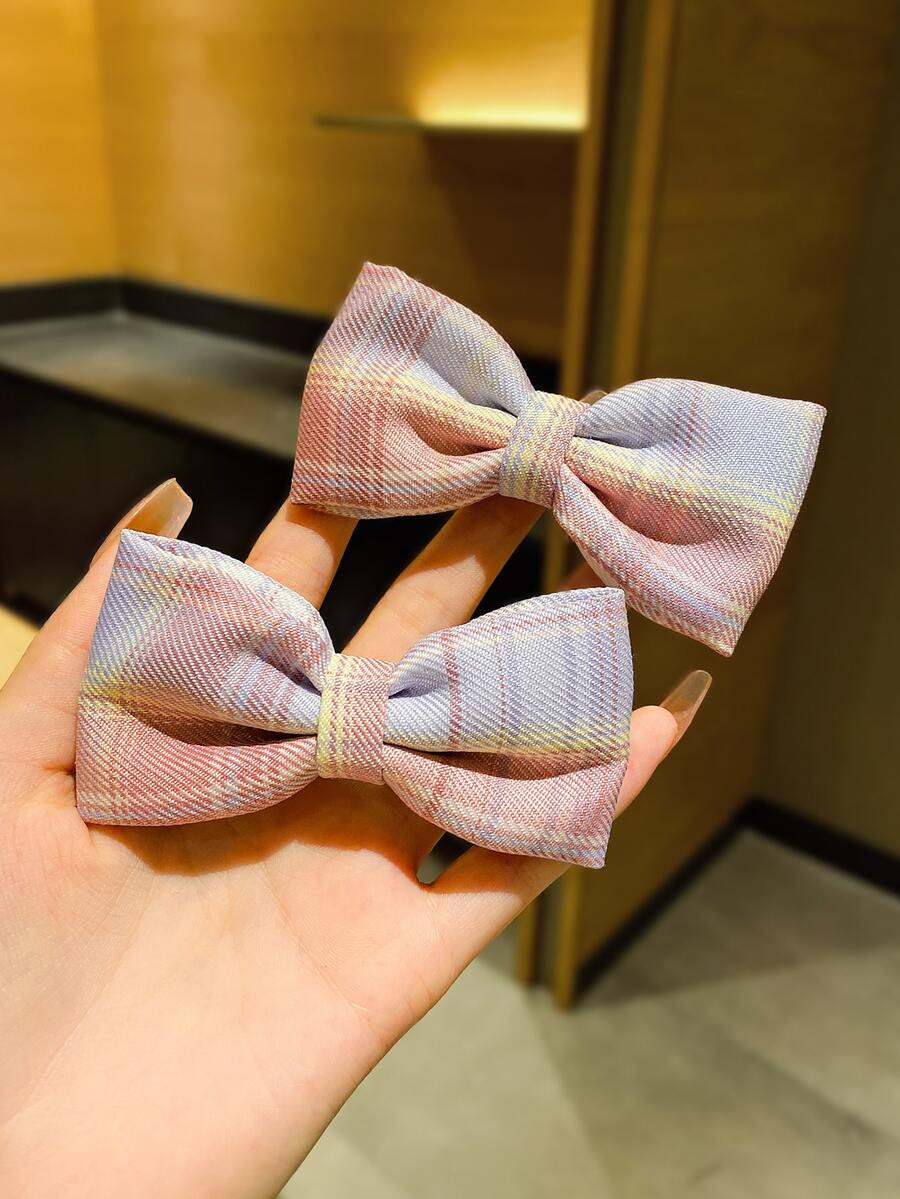 2入組少女甜美百搭jk制服蝴蝶結髮夾同款 - 彩色 - 查看 1