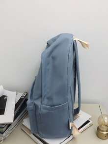 Children's Nylon Backpack With Letter Pattern, Large Capacity School Bag, Travel Rucksack - Baby Blue - View 4