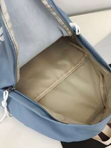 Children's Nylon Backpack With Letter Pattern, Large Capacity School Bag, Travel Rucksack - Baby Blue - View 6