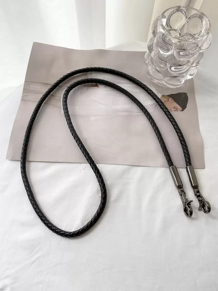 Tay cầm dây bện bằng da Pu cho túi xách Dây đeo vai Túi xách thủ công Phụ kiện DIY Túi phụ kiện Phụ kiện DIY Dây đeo vai thay thế có thể điều chỉnh Kiểu dáng bền - màu đen - Xem 1