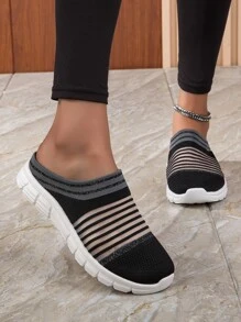 Slip-on Soft-sole Backless Non-slip Black Casual Shoes - Black - View 2