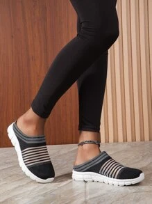 Slip-on Soft-sole Backless Non-slip Black Casual Shoes - Black - View 5