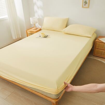 1件水洗哑光纯色床裙，1件床罩，简约哑光床裙，适用于床垫，可作床垫保护罩、防尘罩，不含枕套，适合作为节日、派对礼物送给父母、家人、朋友或作为家居纺织品礼品，360°包裹，防滑，适用于卧室、客房、宿舍、全家、酒店，单人/双人床，四季皆宜，16种尺寸可选