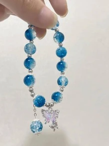1Pc Butterfly Charm Bead Bracelet For Women