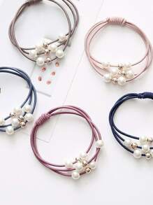 Bộ Phụ Kiện Tóc Nữ Nhung Dễ Thương/Trơn Màu/Đính Hạt/Dây Buộc Tóc Co Giãn Và Dây Buộc Tóc Thường Ngày - Nhiều màu - Xem 2