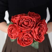 1 Bó hoa Đỏ  7 Đầu Cầm tay Nữ hoàng Hoa hồng Bó hoa Của Hoa nhân tạo Cho đám cưới Đồ trang trí Hoặc Nhà  Trang trí - Đỏ - Xem 7