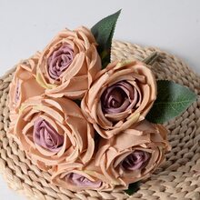 1 Bó hoa Đỏ  7 Đầu Cầm tay Nữ hoàng Hoa hồng Bó hoa Của Hoa nhân tạo Cho đám cưới Đồ trang trí Hoặc Nhà  Trang trí - Đỏ - Xem 6