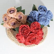 1 Bó hoa Đỏ  7 Đầu Cầm tay Nữ hoàng Hoa hồng Bó hoa Của Hoa nhân tạo Cho đám cưới Đồ trang trí Hoặc Nhà  Trang trí - Đỏ - Xem 8