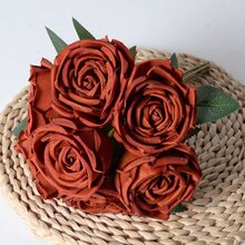 1 Bó hoa Đỏ  7 Đầu Cầm tay Nữ hoàng Hoa hồng Bó hoa Của Hoa nhân tạo Cho đám cưới Đồ trang trí Hoặc Nhà  Trang trí - Đỏ - Xem 4