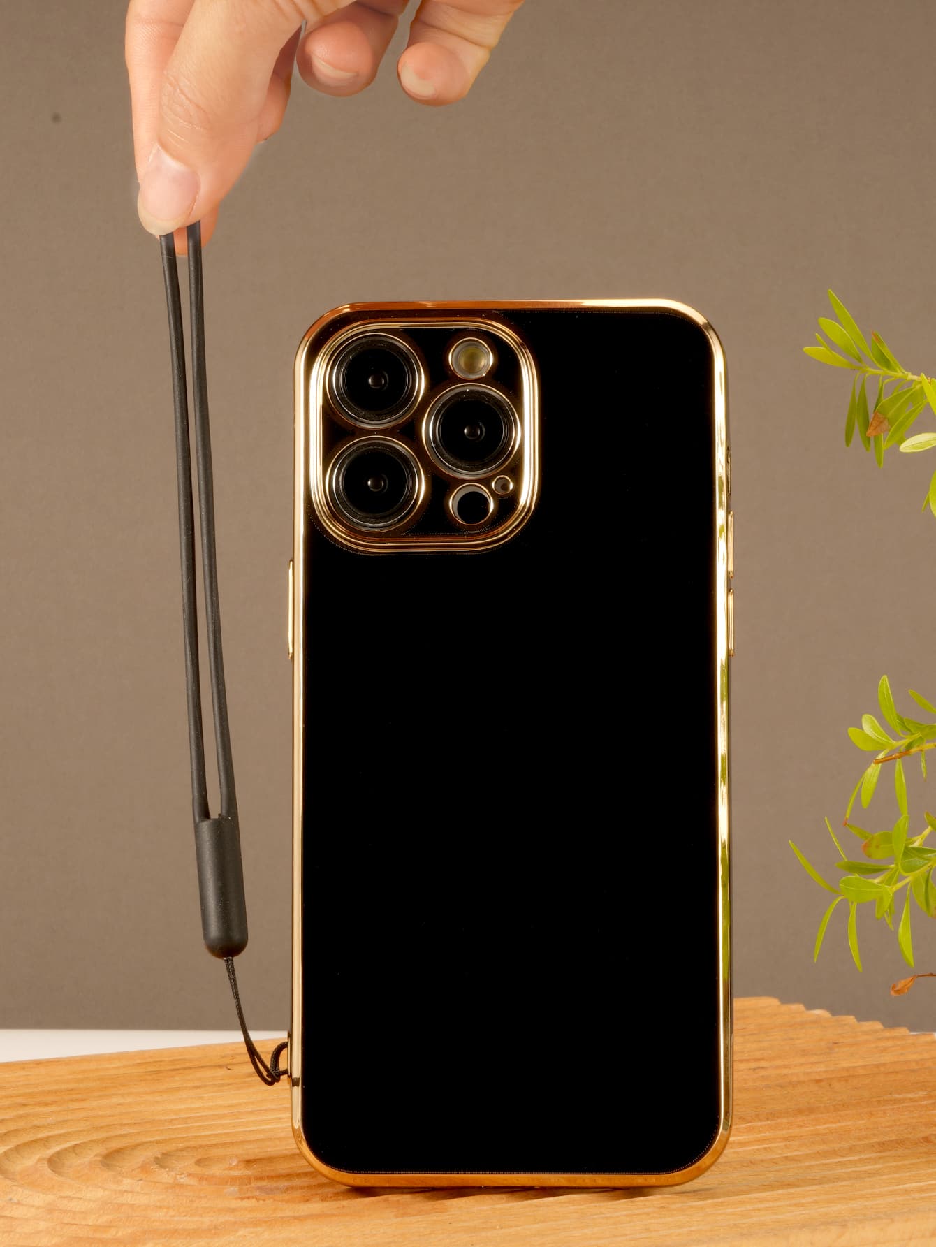 Ốp điện thoại trơn kèm dây đeo, phiên bản quốc tế, không phải phiên bản nội địa. - màu đen - Xem 1