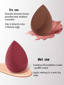 Coffee & Red Teardrop Cut Sponges Makeup Sponge Set, 2pcs Soft & Non-Absorbent Wet & Dry Dual Use Cosmetic Powder Puff Foundation Concealer Makeup Sponge - View 4