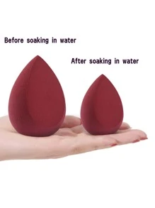 Coffee & Red Teardrop Cut Sponges Makeup Sponge Set, 2pcs Soft & Non-Absorbent Wet & Dry Dual Use Cosmetic Powder Puff Foundation Concealer Makeup Sponge - View 2