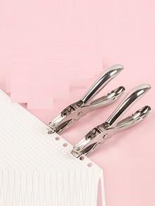 1入組金屬單孔手動打孔器，適用於辦公用品、紙袋或塑料袋和活頁紙 - 白色 - 查看 5