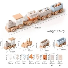 TANSAR Wooden Train Set for Baby Gift Toys with Numbers and Blocks Train Toy 12 PCS for Toddler Boys and Girls 1 2 3 4 5 Brithday Gift - Màu be - Xem 7