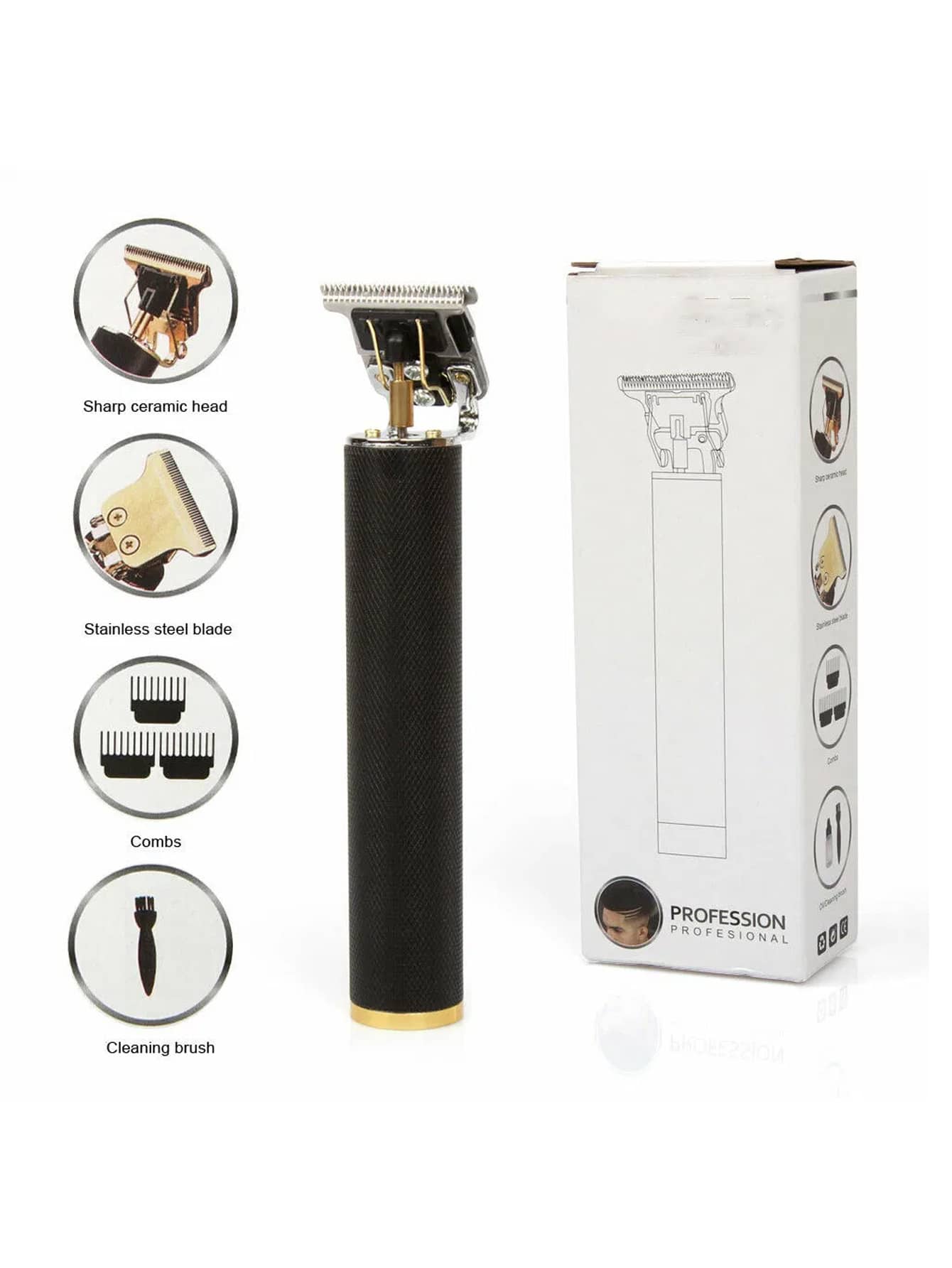 Electric Cordless Hair Clippers, Professional Hair Cutting Kit, Rechargeable Shaver Beard Trimmer, Professional Men Hair Cutting Machine,Black - màu đen - Xem 1