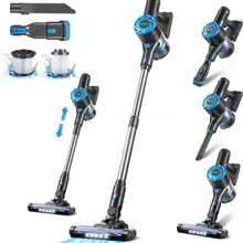 Moolan Cordless Vacuum Cleaner,380W Stick Vacuum with 28Kpa Suction,6-in-1 Rechargeable Vacuum,45mins Max,Lightweight Bagless Vacuum with LED Headlights for Hardwood Floor Low-Pile Carpet Pet Hair - 灰色 - 查看 2