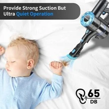 Moolan Cordless Vacuum Cleaner,380W Stick Vacuum with 28Kpa Suction,6-in-1 Rechargeable Vacuum,45mins Max,Lightweight Bagless Vacuum with LED Headlights for Hardwood Floor Low-Pile Carpet Pet Hair - 灰色 - 查看 6