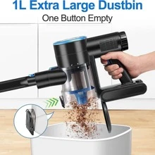 Moolan Cordless Vacuum Cleaner,380W Stick Vacuum with 28Kpa Suction,6-in-1 Rechargeable Vacuum,45mins Max,Lightweight Bagless Vacuum with LED Headlights for Hardwood Floor Low-Pile Carpet Pet Hair - 灰色 - 查看 9