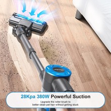 Moolan Cordless Vacuum Cleaner,380W Stick Vacuum with 28Kpa Suction,6-in-1 Rechargeable Vacuum,45mins Max,Lightweight Bagless Vacuum with LED Headlights for Hardwood Floor Low-Pile Carpet Pet Hair - 灰色 - 查看 4