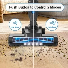 Moolan Cordless Vacuum Cleaner,380W Stick Vacuum with 28Kpa Suction,6-in-1 Rechargeable Vacuum,45mins Max,Lightweight Bagless Vacuum with LED Headlights for Hardwood Floor Low-Pile Carpet Pet Hair - 灰色 - 查看 10