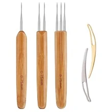Dreadlock Crochet Hook Tool, Braid Hair Dreadlocks Needle Weaving Crochet For Braid Craft (0.75mm), Hair Rollers, Heatless Curls, Hair Curler, Hair Products And Accessories For Barber Salon Beauty Travel Essentials - Brown - View 1