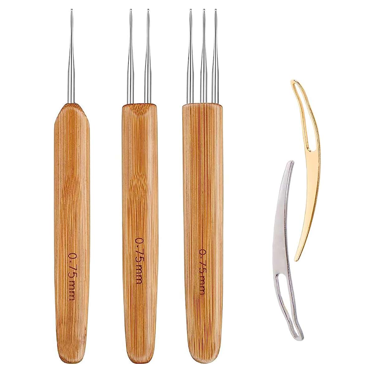 Dreadlock Crochet Hook Tool, Braid Hair Dreadlocks Needle Weaving Crochet For Braid Craft (0.75mm), Hair Rollers, Heatless Curls, Hair Curler, Hair Products And Accessories For Barber Salon Beauty Travel Essentials - Brown - View 1