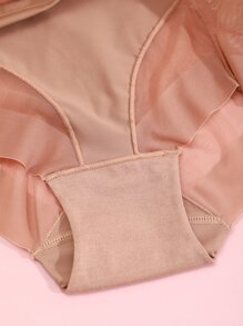 FINETOO Mesh Hollow Mid Waist Brief - Apricot - View 4