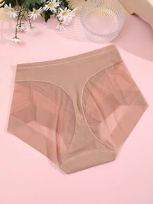 FINETOO Mesh Hollow Mid Waist Brief - Apricot - View 2