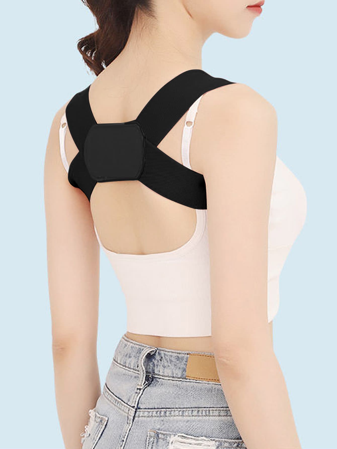 1 件可调节 8 字形运动胸罩肩带、便携式露肩姿势矫正器、运动塑形背部支撑带