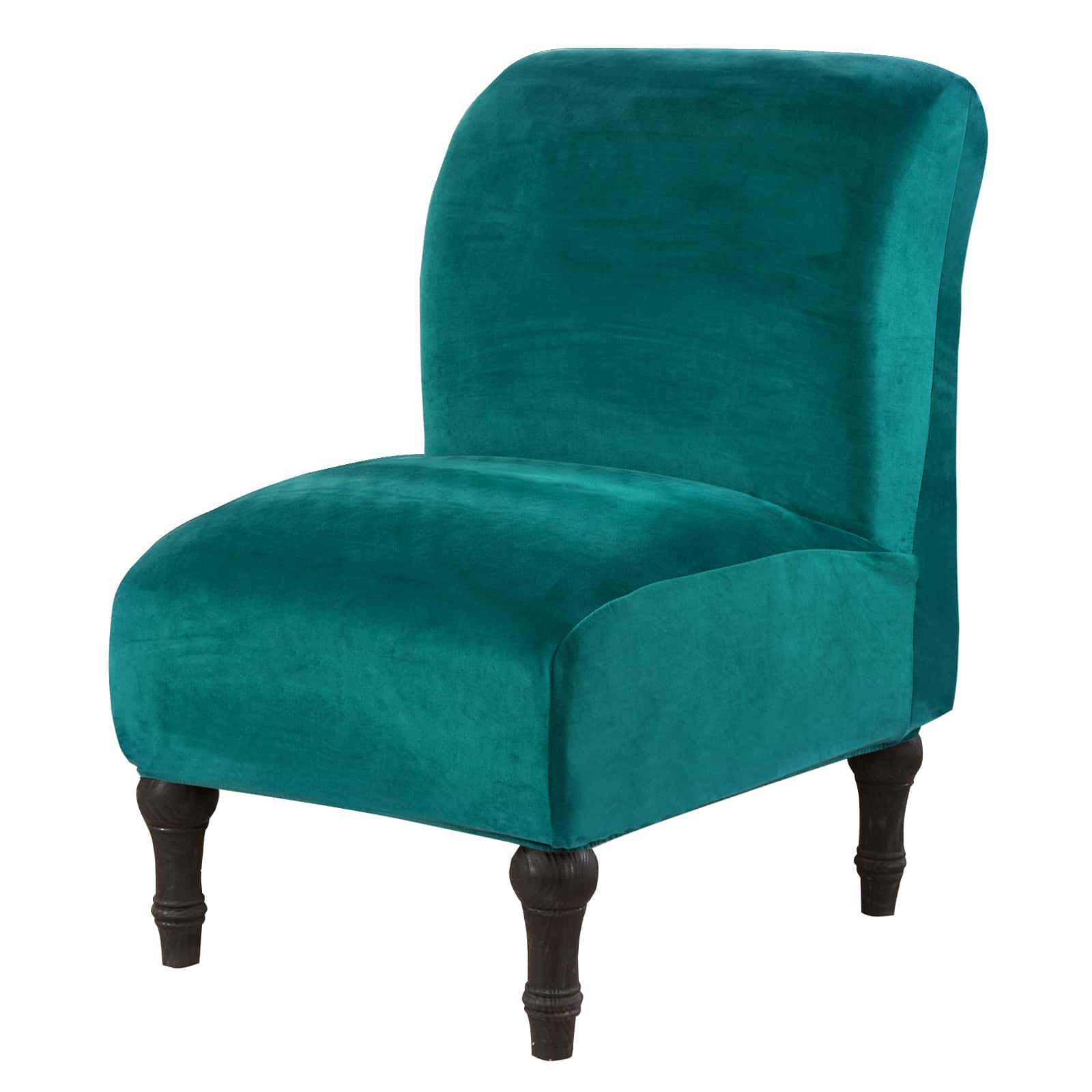 Velvet Armless Chair Slipcover – Removable Furniture Protector, Modern, Solid Color