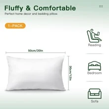 Ruột gối, Bộ 1 gối polyester thay thế lông vũ nhẹ, Đệm ghế dài, Ruột gối, Có thể giặt bằng máy. (Trắng, 18x18), Bộ đồ giường, Ruột gối, Gối cho giường, Trang chủ - trắng - Xem 2