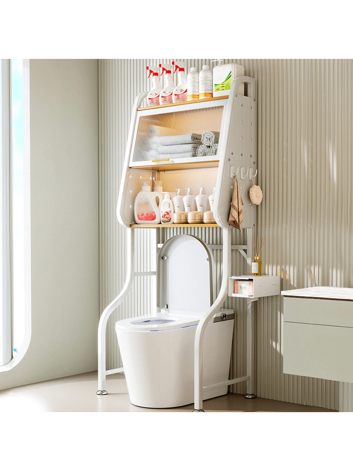 Bathroom Organizer,Metal 3Tier OverTheToilet Space Saver Organizer Rack,Stable Freestanding