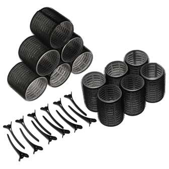 24 件/套捲髮器，附夾子的自握式捲髮器，大/中號，適合長/中/短髮，DIY 髮型設計工具