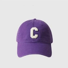 中性韓語風格C設計柔軟邊緣棒球帽適用於情侶 - 紫色 - 查看 1