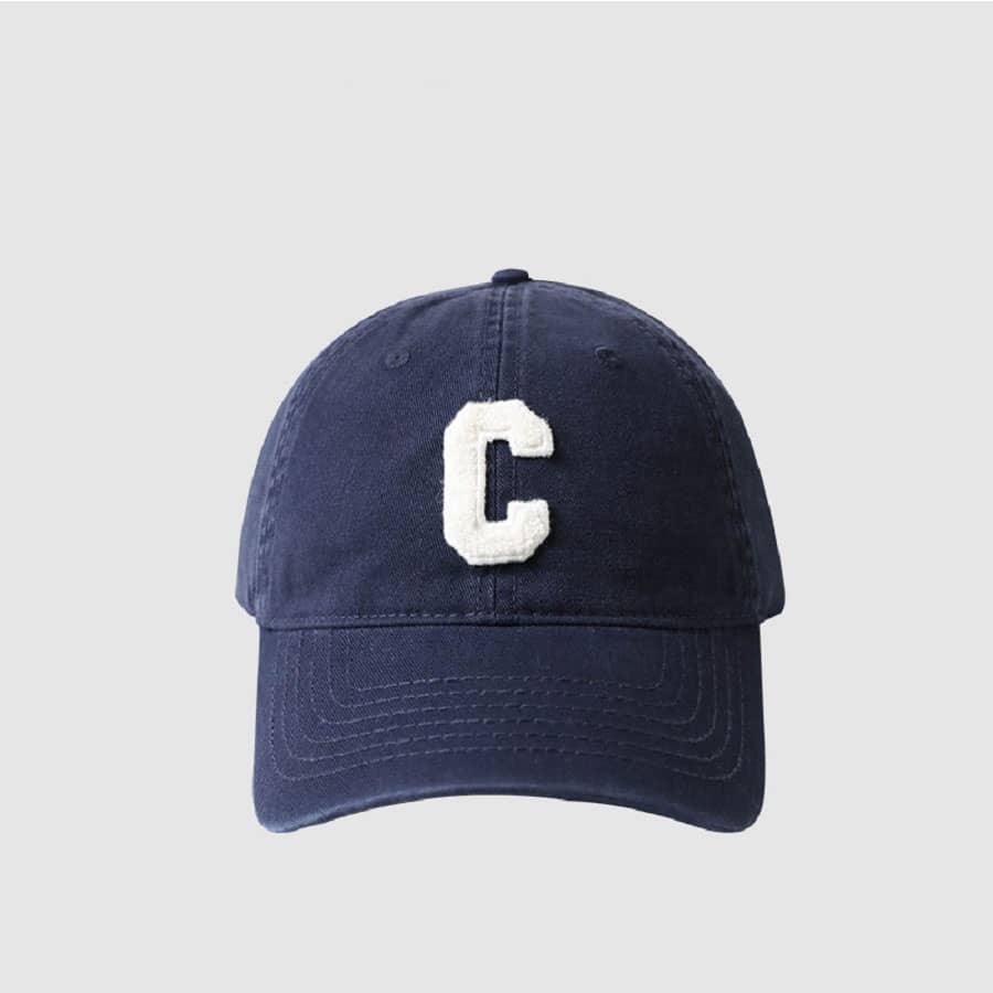 Good Fitting Cap In Unisex Korean Style Casual C Design Soft Brim Baseball Cap, Couple Baseball Cap - Navy Blue - View 1