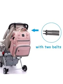 LEQUEEN Baby Large Capacity Multi-Layer Fabric Backpack Diaper Bag - Pink - View 7