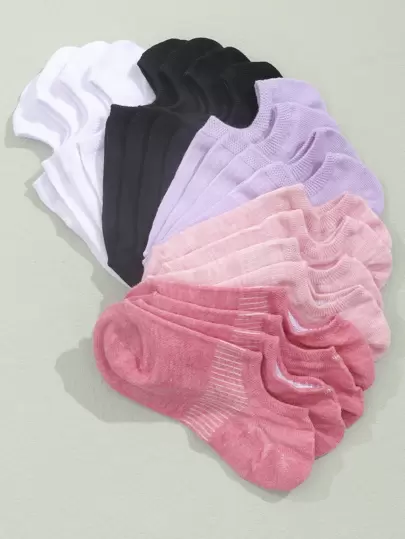 10 双女士多色休闲薄款短袜浅口夏季短袜