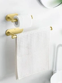 1pc Metallic Stainless Steel Toilet Paper Holder, Simple Multipurpose Golden Tissue Roll Holder For Home - Gold - View 1