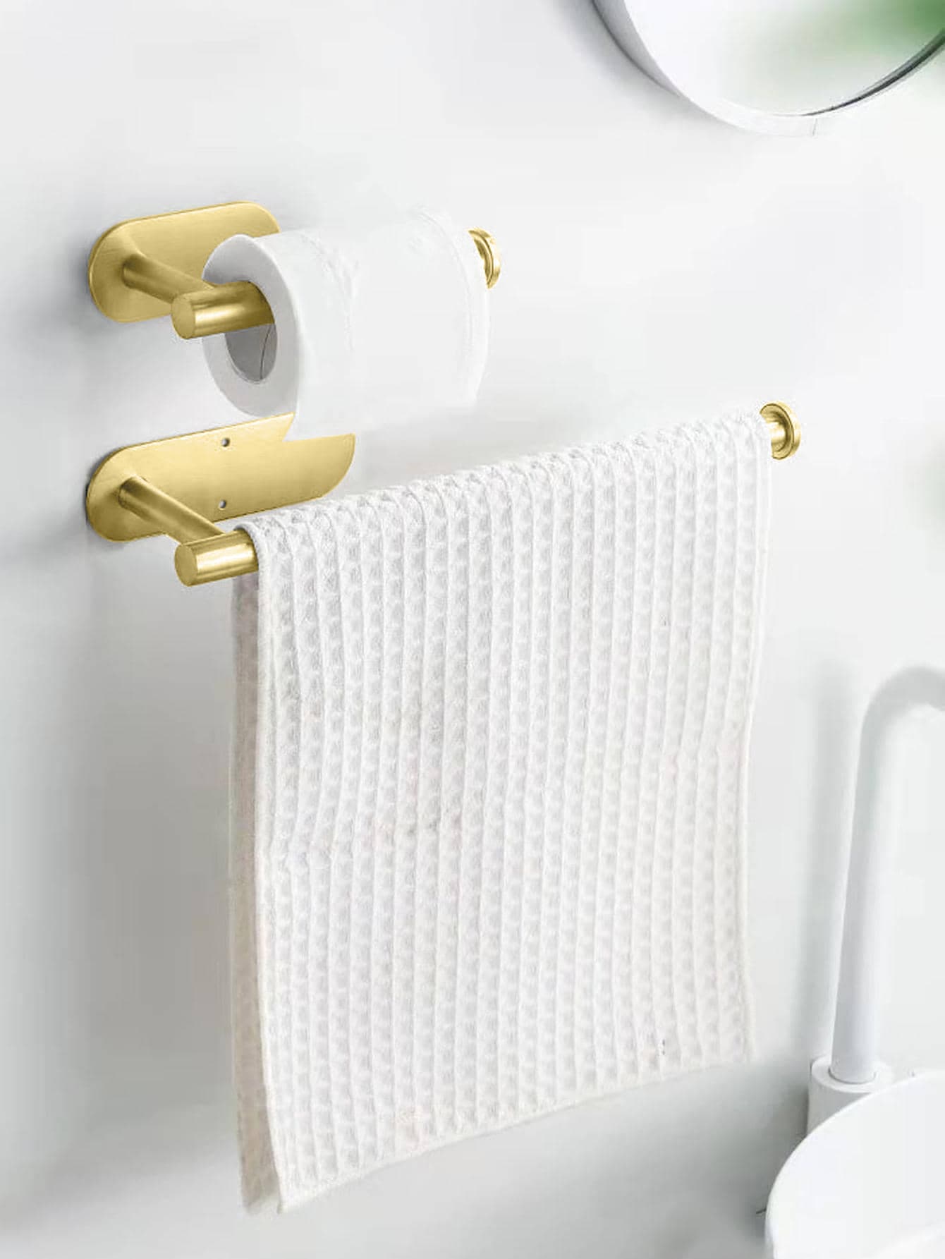 1pc Metallic Stainless Steel Toilet Paper Holder, Simple Multipurpose Golden Tissue Roll Holder For Home - Gold - View 1